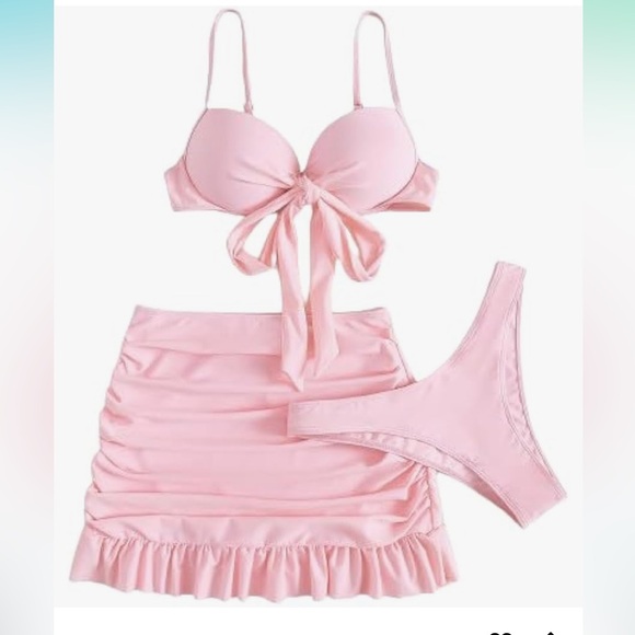 Other - Pink bow sugardoll bikini Lolita barbie pastel skirt cover up swimsuit sexy set
